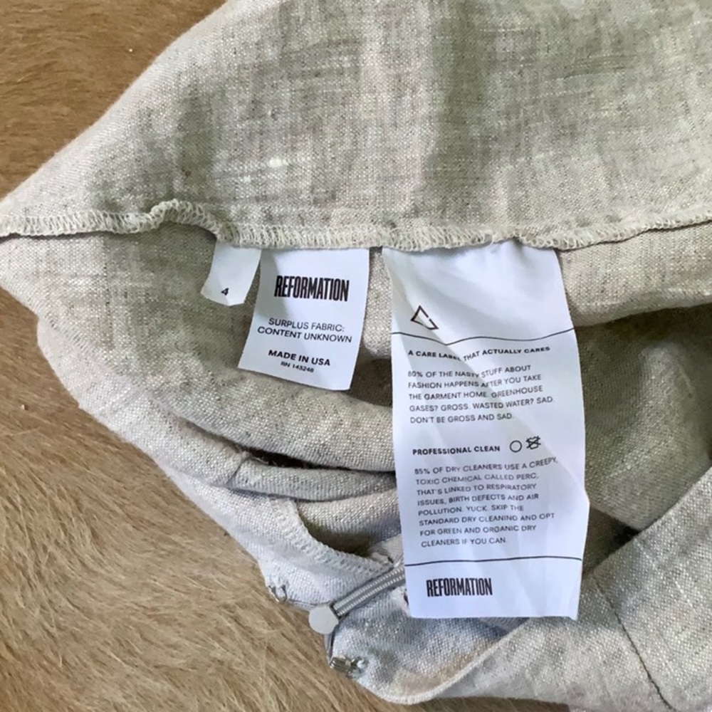 The reformation linen skirt oatmeal size 4 - Picture 2 of 3